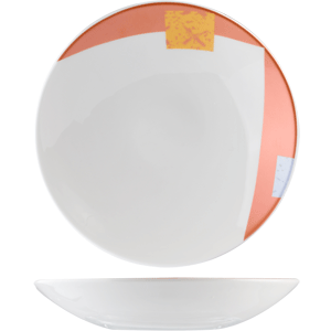 Салатник «Зен»; материал: фарфор; 250 мл; диаметр=150, высота=35 мм; белый,оранжевый цвет