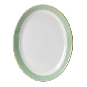 Блюдо овальное «Рио Грин»; материал: фарфор; длина=30.5 см.; цвет: белый, зеленый