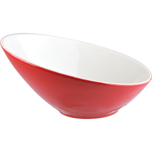 Салатник «Фиренза ред»; материал: фарфор; 340 мл; диаметр=180, высота=85 мм; красный, белый